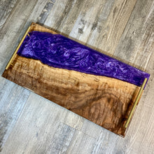 Load image into Gallery viewer, "Purple Rain", Curly Walnut and Epoxy Serving Tray
