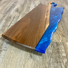 Load image into Gallery viewer, Blue Epoxy and Walnut Charcuterie Board / Serving Tray