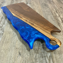 Load image into Gallery viewer, Blue Epoxy and Walnut Charcuterie Board / Serving Tray