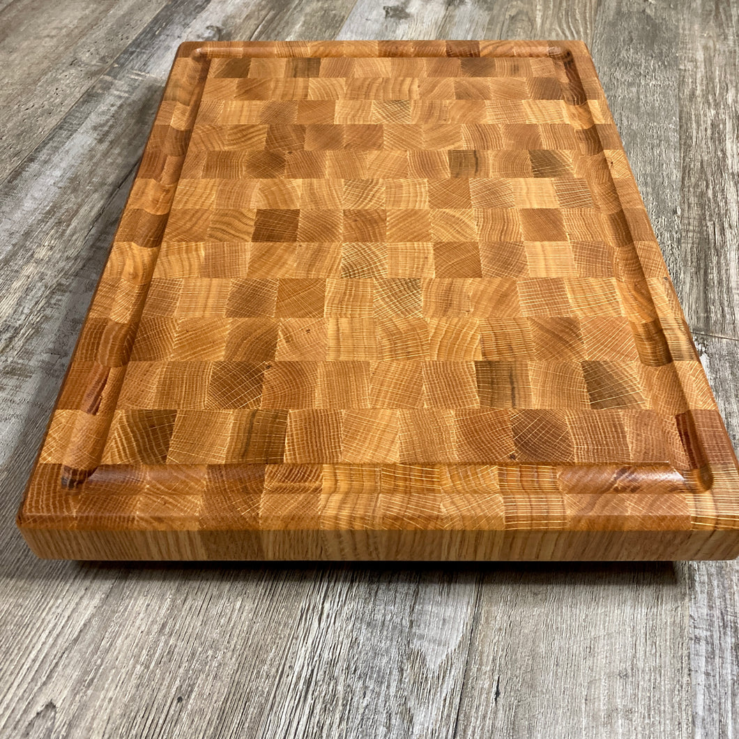 End-Grain Reclaimed Solid Oak Cutting Board