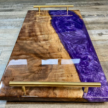 Load image into Gallery viewer, &quot;Purple Rain&quot;, Curly Walnut and Epoxy Serving Tray
