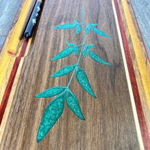 Load image into Gallery viewer, Hardwood Sushi Board With Bamboo Leaf Inlay
