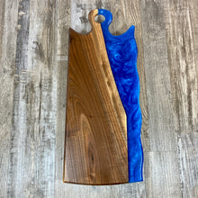 Load image into Gallery viewer, Blue Epoxy and Walnut Charcuterie Board / Serving Tray
