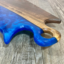 Load image into Gallery viewer, Blue Epoxy and Walnut Charcuterie Board / Serving Tray
