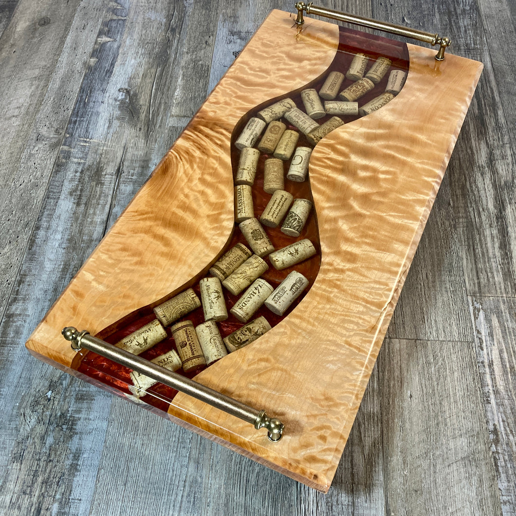 Wine-Themed River Tray in Curly Maple