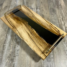 Load image into Gallery viewer, English Walnut &amp; Black Epoxy Serving Tray
