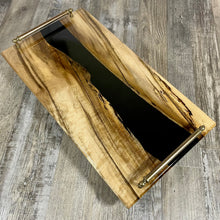 Load image into Gallery viewer, English Walnut &amp; Black Epoxy Serving Tray
